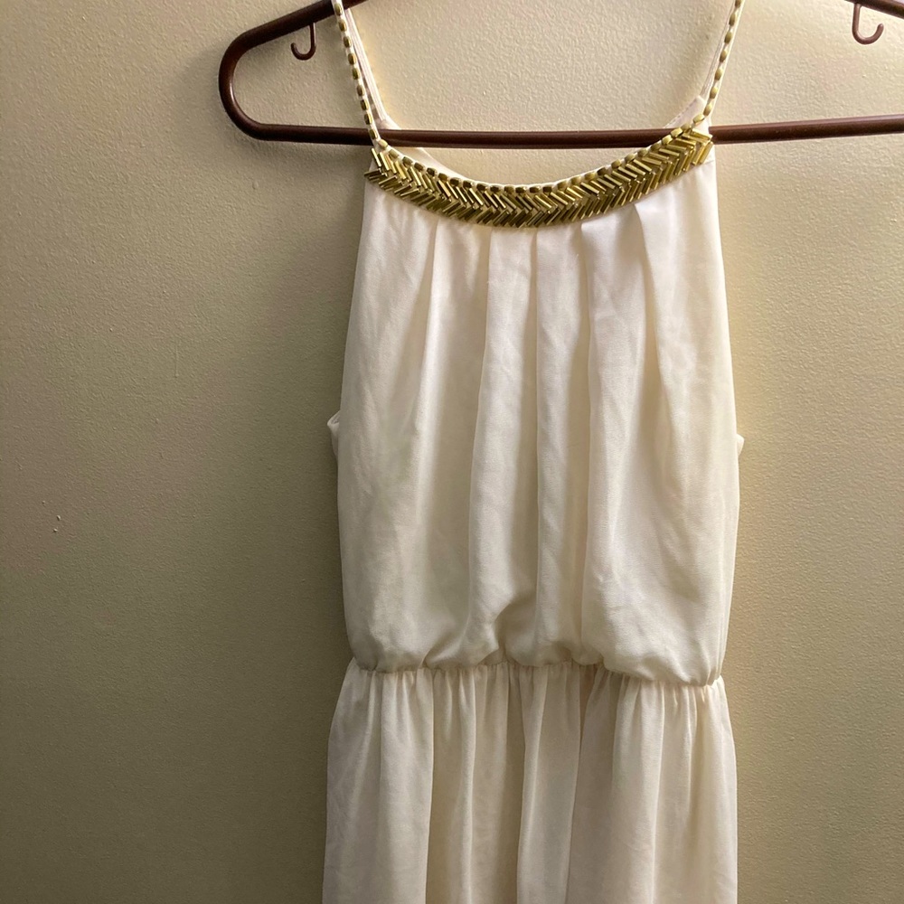 White sequenced strap dress